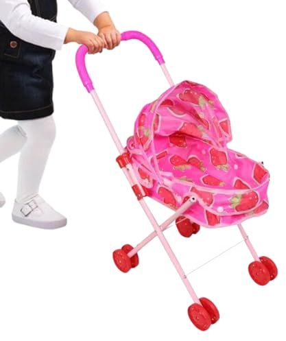 Puppenbuggy, Faltbar Babypuppenwagen Mit Verdeck Und Doppelräder, Leicht Und Sicher, Perfektes Rollenspielspielzeug Für Jungens, Mädchen, Für Kinder Ab 3 Jahren (24 X 44 X 55cm)