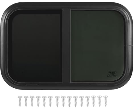 Klanata RV Sliding Window 700x500mm, cadre en alliage en aluminium noir avec verre et insecte résistant à 4 mm UV, pour épaisseur de paroi 26 31 mm (Pour 33‑38 mm / 1,3‑1,5 pouce d'épaisseur de paroi)