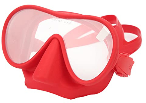 Zerodis Maschera da Sub in Vetro Temperato Antiappannamento per Snorkeling, Pieghevole, per Adulti e Bambini, Occhialini da Nuoto Trasparenti (rosso)