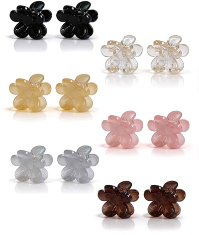 HAPZUR 12 pezzi Mollette con Cristallo e Strass, A Forma di Petalo, Mini Fermagli, Antiscivolo Opache, Accessorio alla Moda, Hair Clips, Ideale per Compleanni, Matrimoni, Feste e Uso Quotidiano