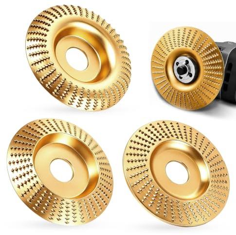 3 Pcs Duty Wood Carving Disc Set for Angle Grinder 4 inch (100mm), Tungsten Carbide Grinding Wheel Wood Rasp Disc, for Cutting, Shaping, Sanding, Buffing, for Wood Working Tools