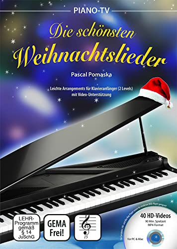 Piano-TV: Die schönsten Weihnachtslieder (mit DVD): Leichte Arrangements für Klavieranfänger (2 Levels) mit Video-Unterstützung