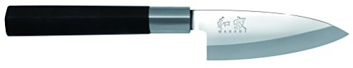 KAI Wasabi Black Deba 10,5 cm Klingenlänge - rostfreier 6A/1K6 Edelstahl poliert 58 (±1) HRC - schwarzer Polypropylen Griff - japanisches Hackmesser - Made in Japan