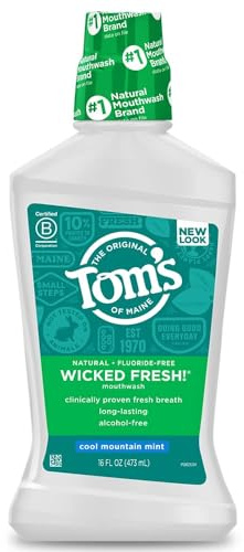 Tom's of Maine Natural Wicked Fresh! Mouthwash, Cool Mountain Mint, 16 Ounce