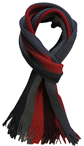 Rotfuchs Schal Strickschal Raschelschal Streifen modisch rot grau 100% Wolle (Merino) R607