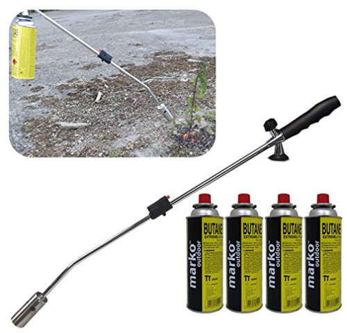 Butane Gas Weed Wand Blowtorch Garden Torch Weeds Killer Burner Blaster + 4 Gas