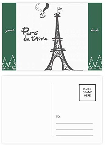 Postkarten-Set mit Eiffelturm-Silhouette, Paris, Glücksbringer, 20 Stück