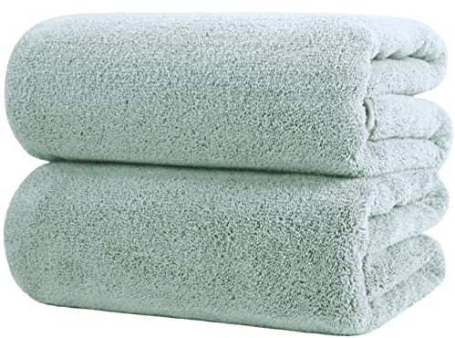 Polyte - Premium-Mikrofaserbadetuch - fusselfrei & schnelltrocknend - Hellgrün - 89 x 178 cm - 2 Stück