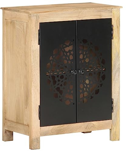 vidaXL Buffet Armoire Latérale Meuble de Rangement Armoire de Rangement avec 2 Portes Maison Intérieur 60x35x75 cm Bois de Manguier Massif