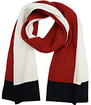 Tommy Hilfiger Striped Scarf Bufanda de Hombre, Bandera Blanca, Talla única