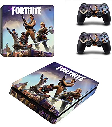 Kompatibel mit PlayStation 4 Slim Battle Royale Konsole Skin, Aufkleber, Vinyl, Aufkleber, Frontplatte – Konsole und 2 Controller – Schutzhülle für PS4 Slim
