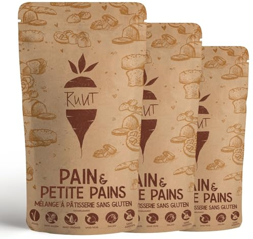 Ruut Mezcla de Harina sin Gluten a Base de Harina de Yuca - Sustituye el Trigo para Hacer Panes y Bollos sin Aditivos con Harina sin Gluten - Harina de Pan Paleo, Vegetariana, Duradera - 3x810 g
