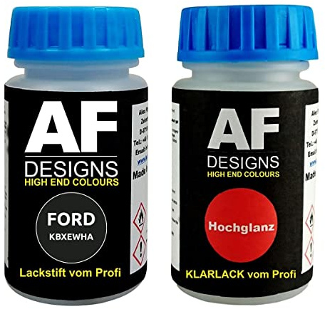 Alex Flittner Designs Lackstift für Ford KBXEWHA Agate Black Metallic + Klarlack je50ml Autolack Set