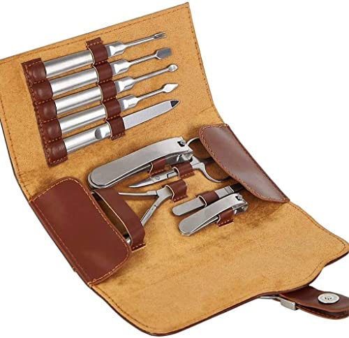 Pediküre-Maniküre-Set Professionelles Fußpflege-Set 10-teiliges Maniküre-Set aus echtem Leder, Nagelpflege, persönliches Maniküre- und Pediküre-Set, Maniküre-Reise- und Pflegeset, Nagelknipser