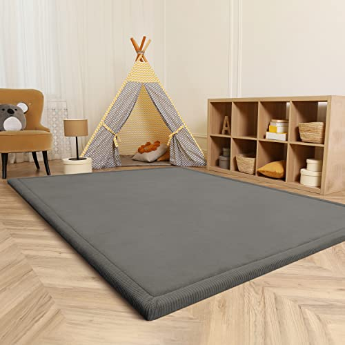 Paco Home Teppich Kinderzimmer Kinderteppich Baby Spielteppich Krabbeldecke Krabbelmatte Weich rutschfest Jungen Mädchen Deko, Grösse:100x200 cm, Farbe:Grau