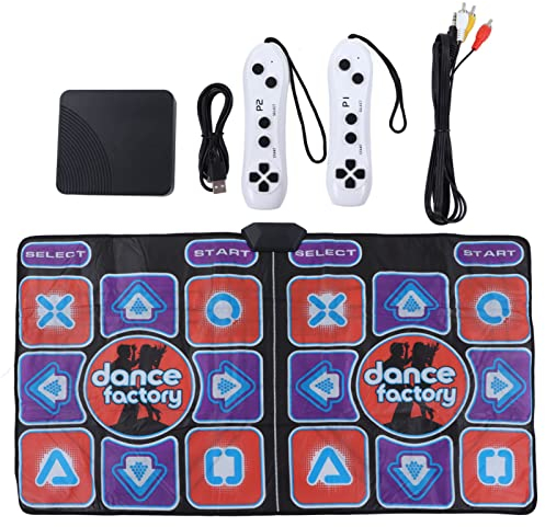 Fabater Tanzmatte, Leuchtendes Tanzpad, Tanzbodenmatte für Zwei Benutzer mit Kabellosem Griff, Musikalische Elektronische Tanzmatten, 63 Spiele Dancing Pad für TV PC, Faltbar