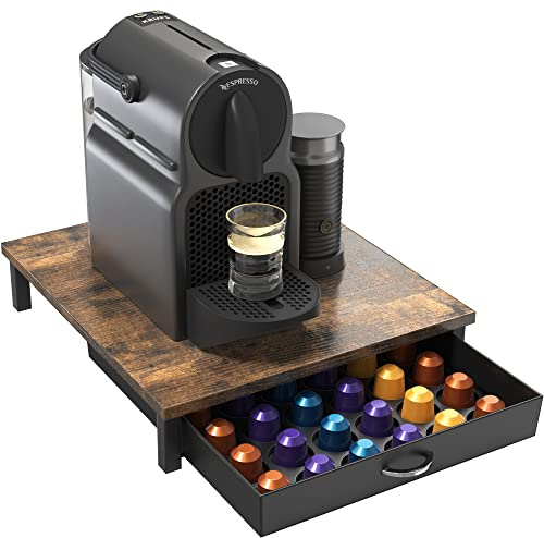 Deco Brothers Cassetto in legno per cialde compatibile con 42 capsule Nespresso Original Line, marrone rustico