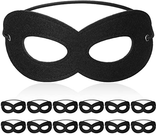Harrycle 12 Stück Augenmasken Schwarze Maskerade Augenmasken Halloween Ball Kostüm mit Gummiband Herren Maske Weltbuchwoche Tag Masken für Halloween Festival Karneval Kostüm Cosplay Party