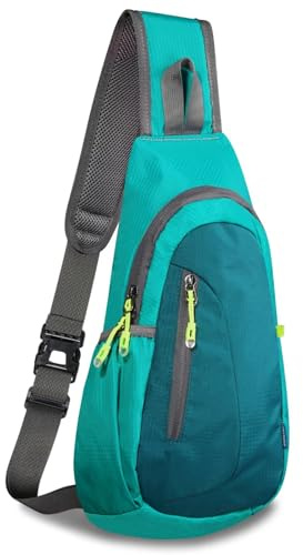 Kleiner Sling Bag Leichter Crossbody Rucksack für Frauen Rucksack für Männer Lauf-Rucksack Reise-Brusttasche Schulter-Tagesrucksack für Fitnessstudio Arbeit Sport Wandern Outdoor Grün/Dunkelgrün