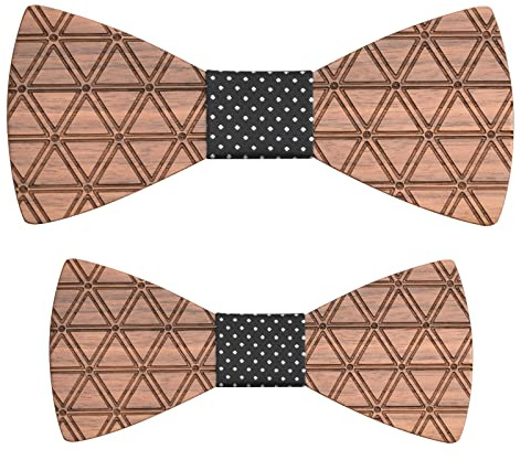Mr.Van Klassische Holzfliege Set für Herren Jungen 2PCS, Kinderfliege Verstellbar Fliege für Hochzeiten, Aufführungen,Partei,Abschlussball