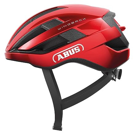 ABUS Rennradhelm WingBack – einfacher Roadhelm für sportliches Fahren im Alltag und in der Freizeit – für Erwachsene und Jugendliche – Rot, Größe L