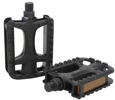 Bike Pedals with Reflector, 1 Pair Universal Lightweight Plastic Non-Slip Foot Pedal with Reflective Stripe Replacement for Mountain Road Bikes