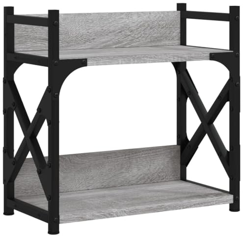 vidaXL Druckerständer 2 Ablagen Grau Sonoma 40x20x40 cm Holzwerkstoff