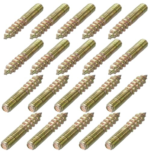 QUARKZMAN M6 Doppelgewindeschrauben Länge 1-1/8(30mm) Doppeltkopf-Bolzen Selbstschneidende Schraube 6mm Holzverbindung Möbelfüße 40 Stück | 6 mm selbstschneidende Doppelkopfschrauben für Möbel