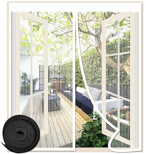 Insektenschutz Fenster Magnet, Moskitonetz Fenster Magnet, Magnet Fliegengitter Fenster, Insektenschutz Magnetfenster, Geeignet für Fenster, Verhindert das Eindringen von Mücken und Insekten(Weiß)