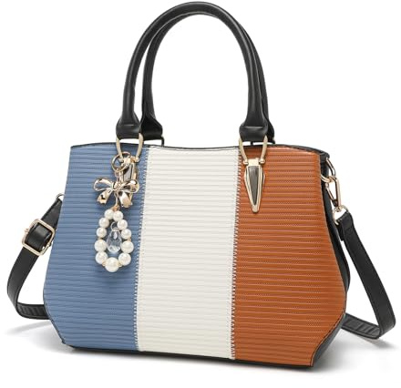 Miss Lulu Damen Tasche Damen Henkeltasche Mittelgroß Handtasche Farbblock Schultertaschen