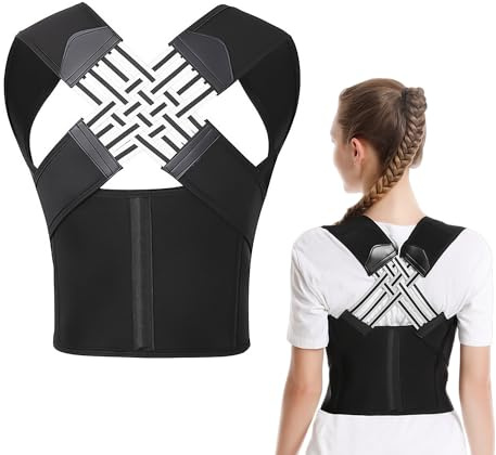 KSBBHDS 1 pieza de ortesis, ortesis ajustable, corrector de postura para la espalda para mujeres, ortesis unisex, mejora de la postura, accesorio de soporte para la espalda (negro)