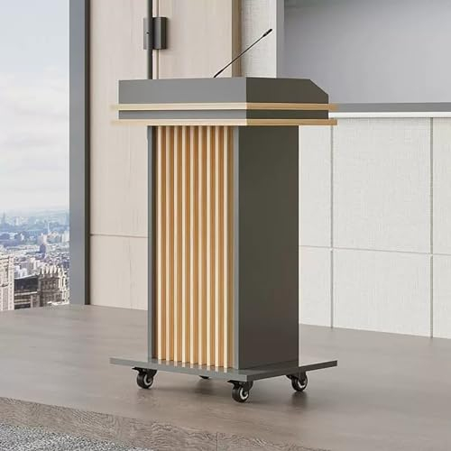 JDSHFEN Rednerpultständer, Mobiler Rednerpultständer Präsentation, Moderner freistehender Rednerpulttisch mit Rädern, Robuste Holzbühne Kirchenpredigtkanzeln für Hochzeiten (B)