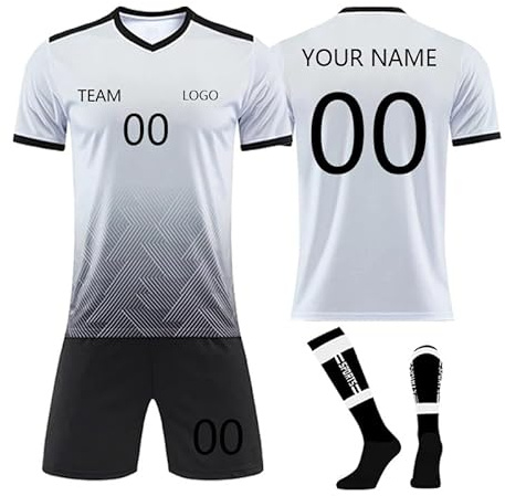 Fußballtrikot mit eigenem Namen Logo Nummer,Personalisierte Fußballtrikot Erwachsene Kinder, benutzerdefinierte Fussball Trikot Shorts Socken Jungen Herren