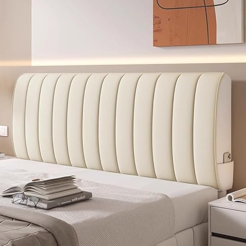 WJHDWYD Copri Testata Letto Universale, Addensare Anti-Graffio Anti-Polvere Copertura Testiera Letto Matrimoniale, Fodera Protezione Elastica Lavabile Per Decorazione Camera(White,180cm(71inch))