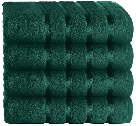 GC GAVENO CAVAILIA Hand Towels For Bathroom | 4 Piece Egyptian Cotton Towels | 500 GSM Quick Dry & Water Absorbent Towel For Gym-Spa, Dark Green