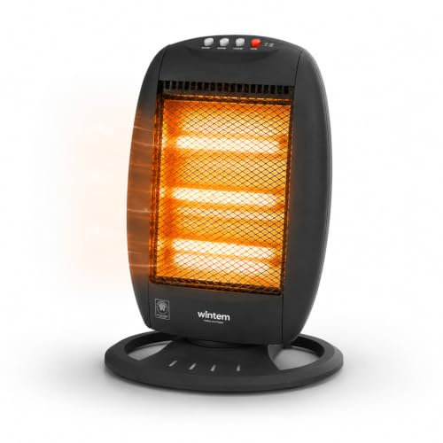 Avilia Stufa Alogena a 3 Elementi Indipendenti 1200W 38x28x55cm con Oscillazione Automatica e Spegnimento di Sicurezza Ideale per Scaldarsi nei Periodi Invernali con Antiribaltamento
