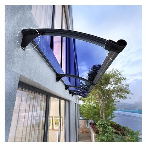 Front Door Entrance Patio Canopy Awning with Large Sink Polycarbonate Door Awning and Metal Awnings for Windows 100x300cm/39x118in