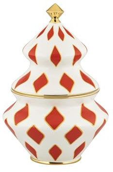 Alessi Delight NZ03 – Weihnachtsbehälter für Süßigkeiten in Porzellan, Rot, Weiß und Gold, Kapazität 60cl
