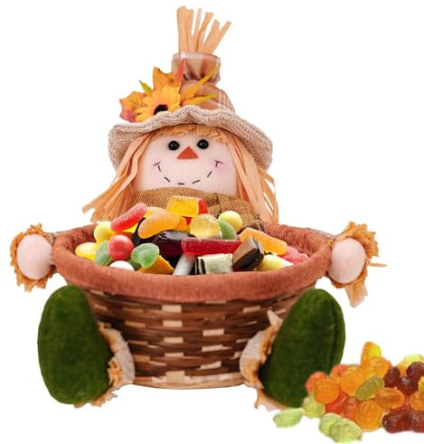 Harvest Festival Scarecrow - Thanksgiving Scarecrow Sunflower Sitting Scarecrow Doll | Thanksgiving Holding a Fruit Basket, Autumn Decorations, Autumn Harvest Thanksgiving (11.42 x 9.06 x