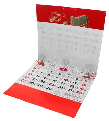 OSOLADY Chinesischer Wandkalender Jahr Lunar Kalender Mit Klarer Druckqualität Praktischer Wandkalender Für Büro Und Zuhause Einfache Mit Aufhängeband
