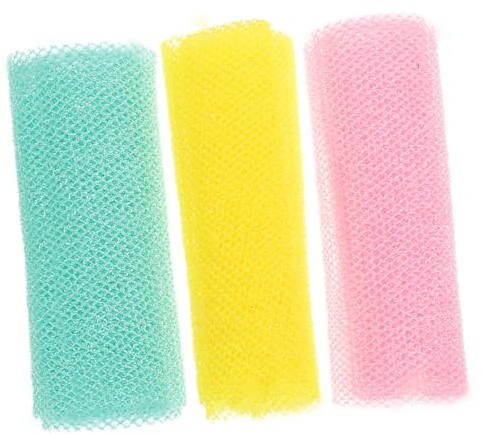 ADOCARN Redes de Baño Exfoliantes Africanas 3piezas para Ducha y Espalda, Material Chinlon Ligero y Duradero, Adecuado para Limpieza y Eliminación de Cutículas en Casa o Viaje