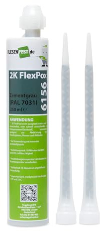 Carrofix 6156 - Mastic époxy bicomposant, flexible et résistant aux moisissures gris ciment 250ml - RAL 7031
