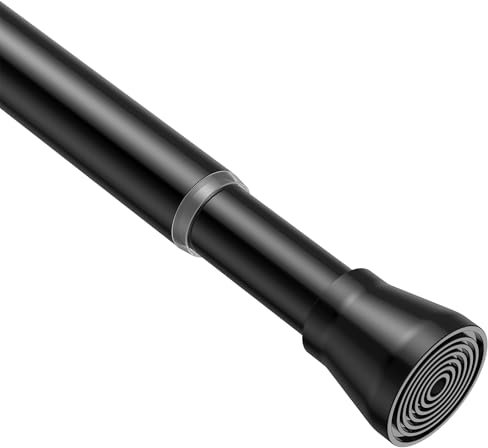 Fvonzn 1Stück Teleskopstange ohne Bohren 120-200CM (47-78 Zoll) - Gardinen- und Duschvorhangstange, Rostfrei & Verstellbare Klemmstange für Vorhänge, Dusche, Fenster, Badezimmer - Schwarz