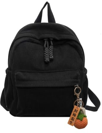 Tracvel Mini-Rucksack für Damen, Kordsamt, Diebstahlschutz, klein, Schwarz , One size