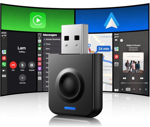 LAMTTO Wireless CarPlay &Android Auto Adapter, Convert Wired Andr0id Auto/Car Play to Wireless Super Fast Upgrade Mini 2 in 1 Carplay with Support OTA,Stable Type-C/USB Plug-Play iOS 10+ Android 11+