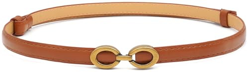 LIMHOO Damen Skinny Ledergürtel Verstellbarer Dünner Taillengürtel mit Goldener Schnalle für Kleider Jeans Hosen
