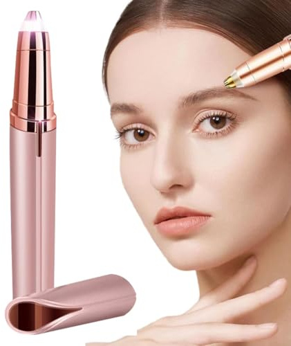 NHQZ Rasoio Sopracciglia Donna per Sopracciglia Donna Viso Rifinitore Precisione Epilatore Ricaricabile, 1 Pezzi (Colore oro rosa)