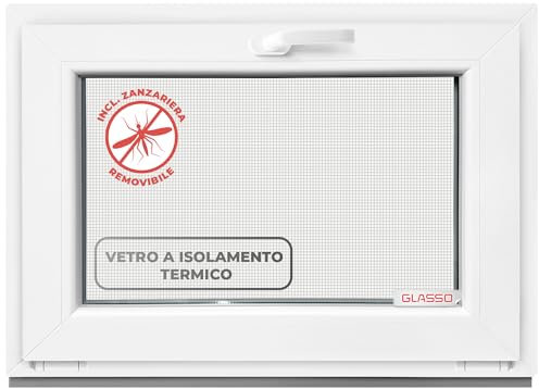 Finestra ribaltabile, 70 x 110 cm, 2 vetri – tutte le dimensioni finestre in plastica con profilo da 60 mm – Finestra cantina (larghezza x altezza): 700 x 1100 mm, perfetta per finestre da giardino