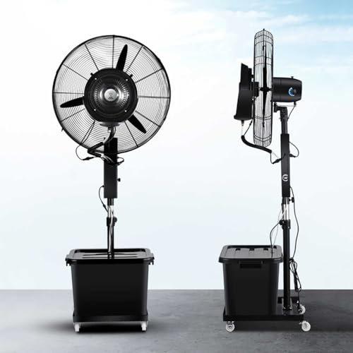 Generico Ventilatore Nebulizzatore 3 Velocità Selezionabil, Ventilatore a Piantana Oscillante da Esterno Industriale con Serbatoio da 42L, per Patio Garage o Palestra(650mm)