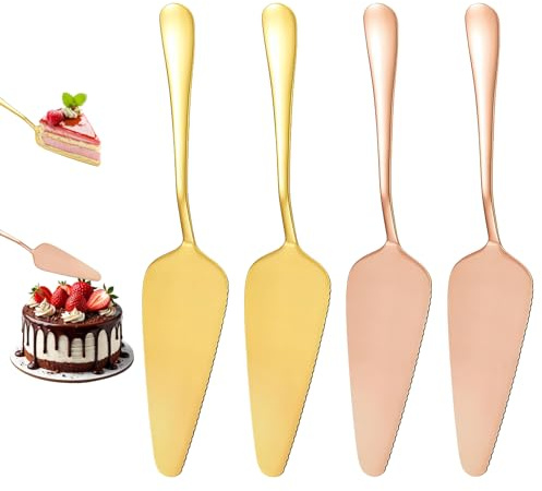 4 stycken polerat rostfritt stål tårtspade set, gyllene kakor, tårtlyft, guld, bröllop, tårtspade set, kakkniv med tandade kanter, guld, tårtspade för bröllop, födelsedag, fest